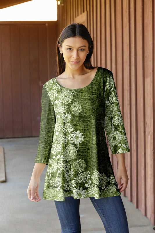 Bold Print Tunic-Green White