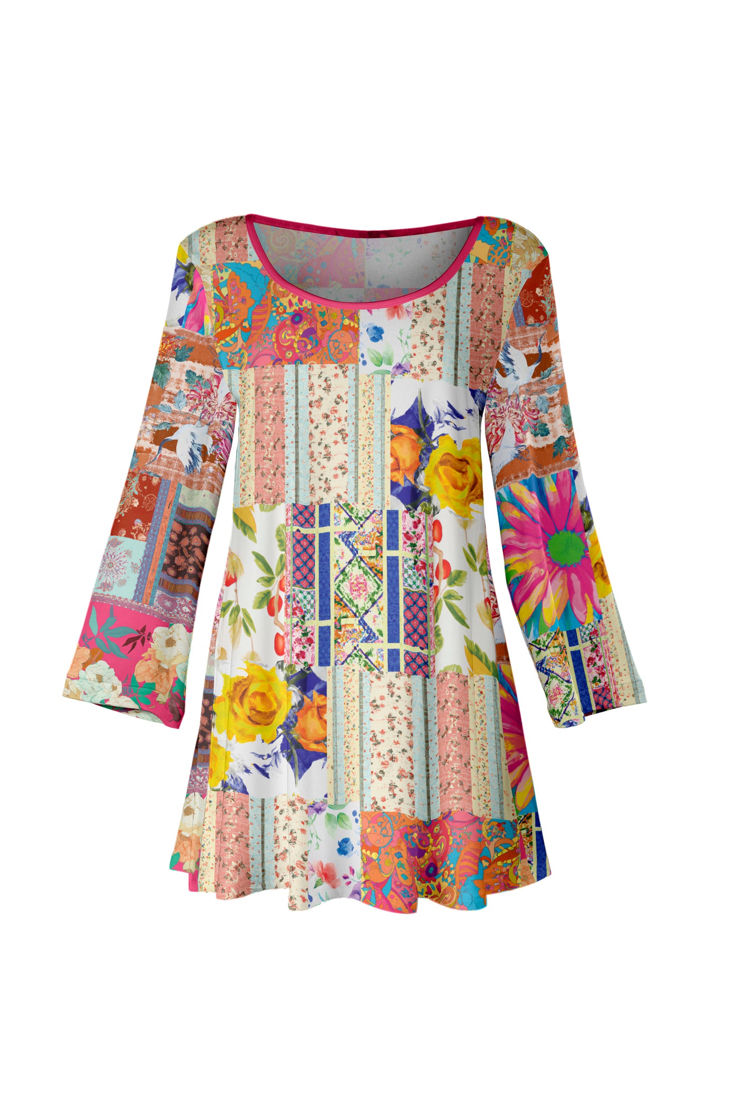 Bold Print Tunic-Purple White