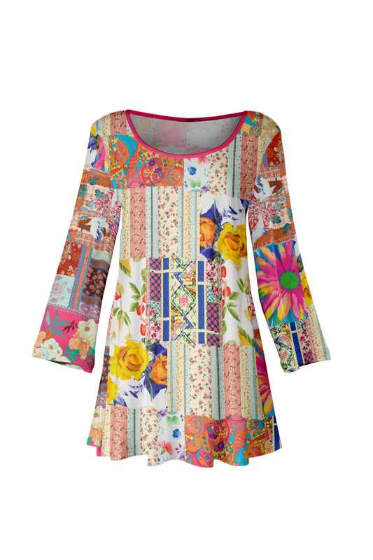 Bold Print Tunic-Yellow Multi