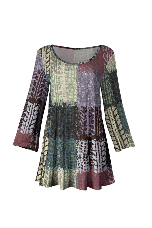 Bold Print Flowy Hem Tunic-Black Multi