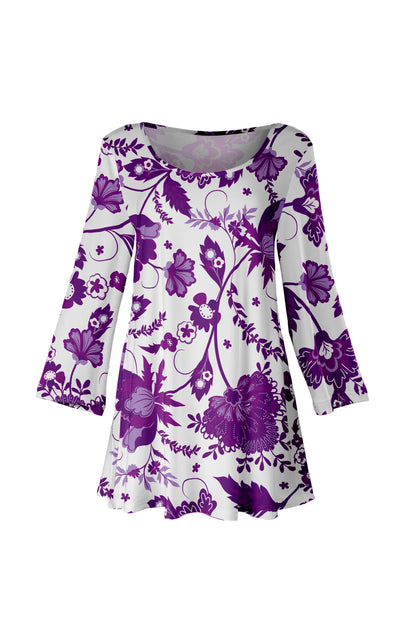 Bold Print Tunic-Purple White