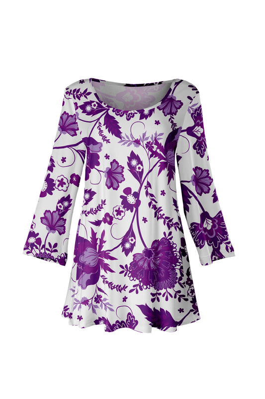 Bold Print Tunic-Purple White
