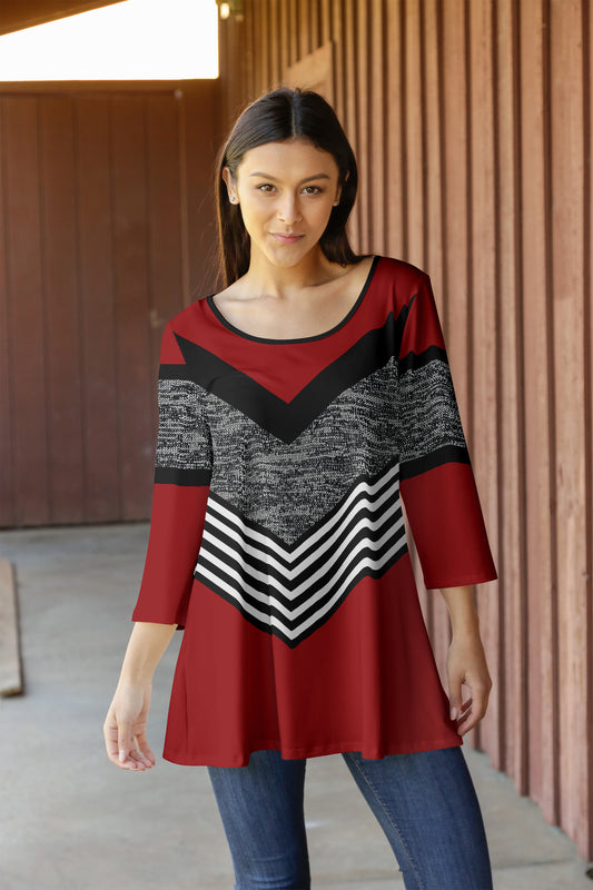 Bold Prints Tunic-Red Grey