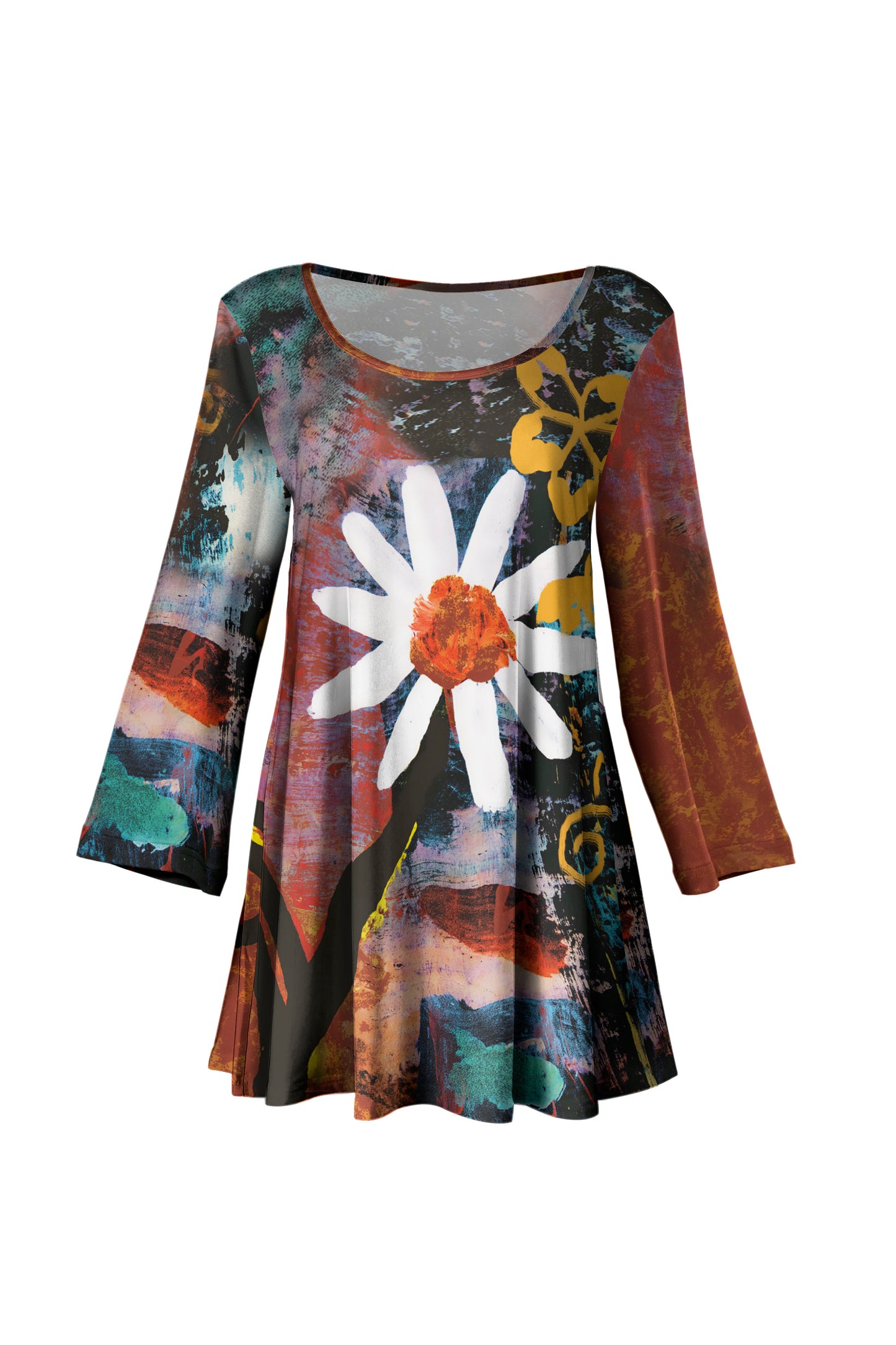 Long Sleeves Tunic with Bold Prints-Red White Dot