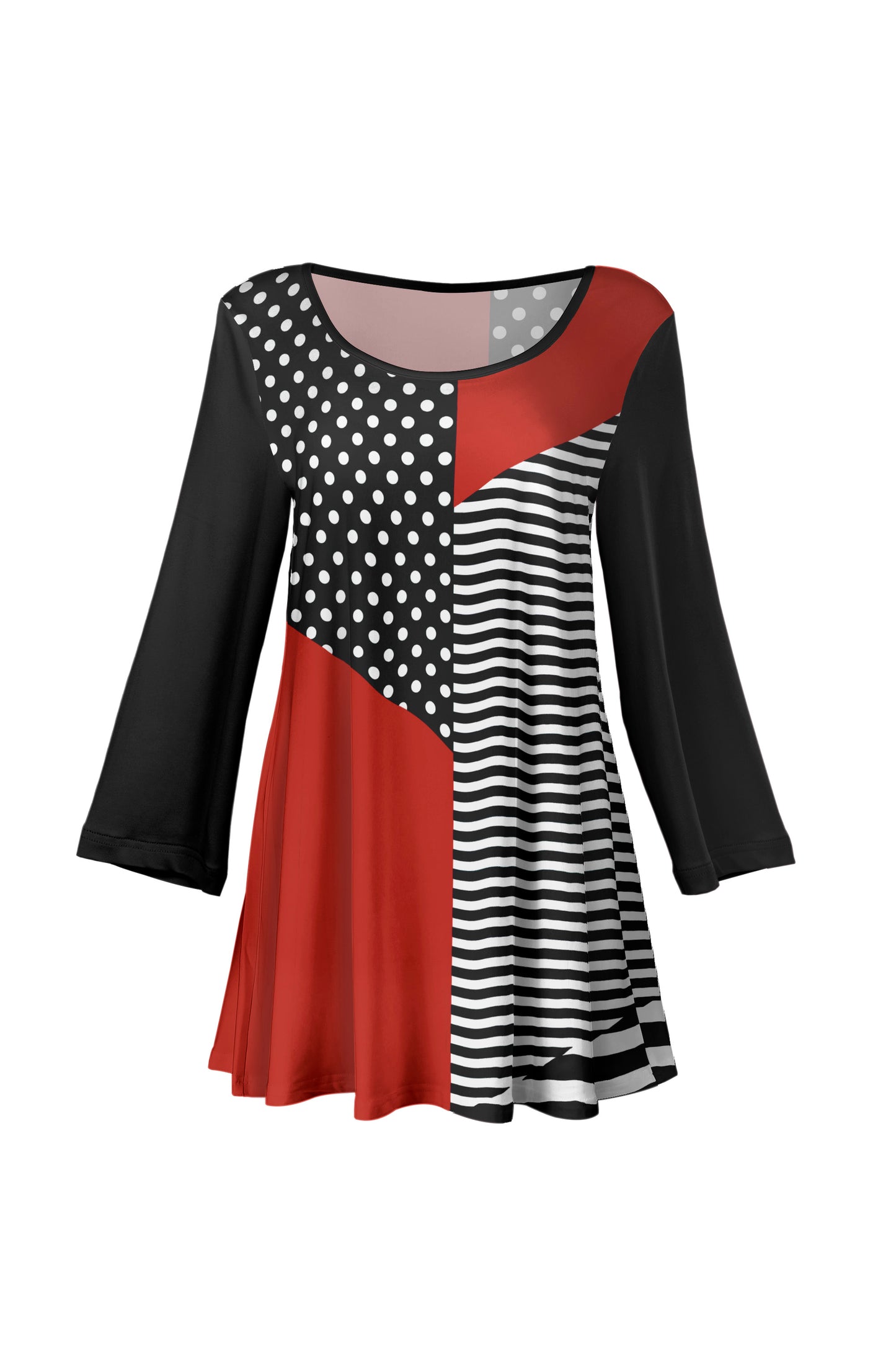 Bold Print Tunic-Black Red White