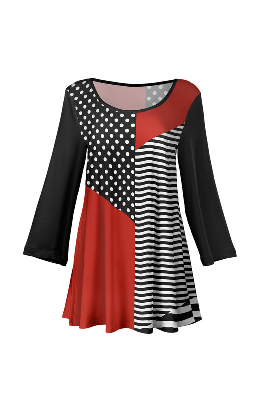 Bold Print Tunic-Black Red White