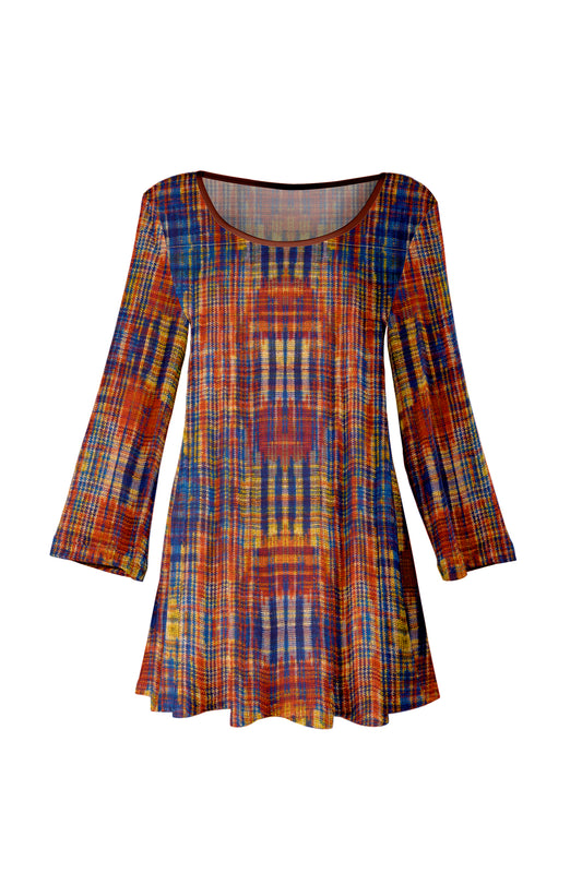 Bold Print Tunic-Red Blue Multi