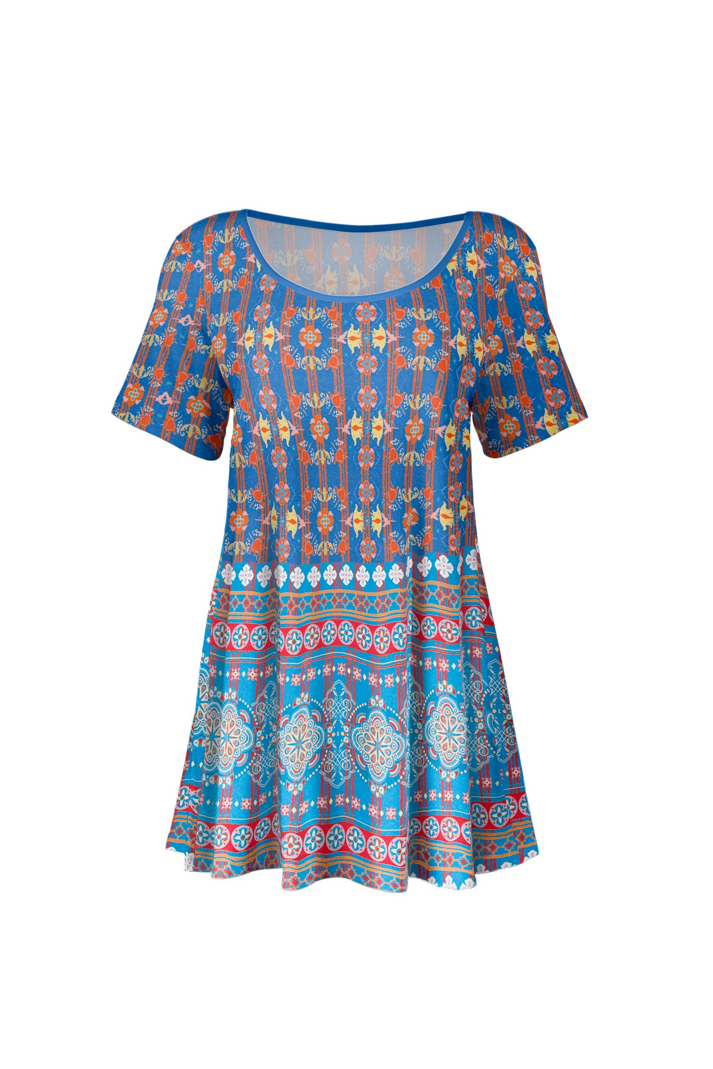 Short Sleeves Tunic -Yellow Black