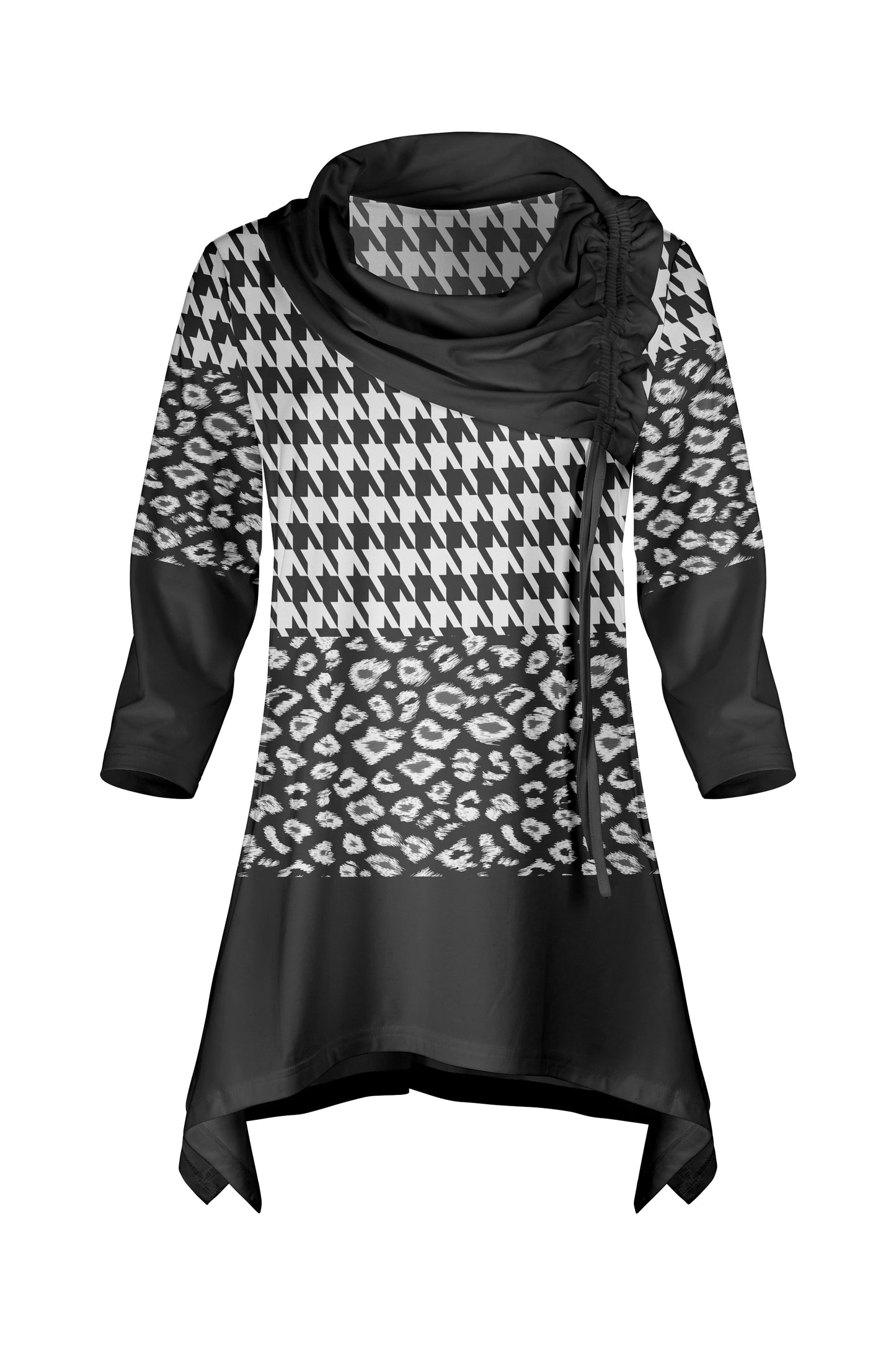 Bold Contrast Collar Tunic-Brown Multi