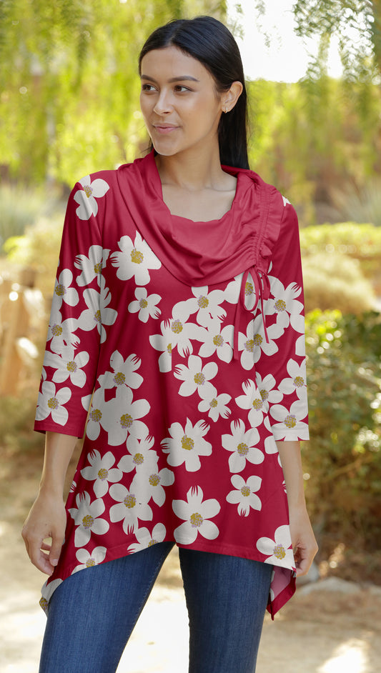Unique Collar Tunic-White Pink