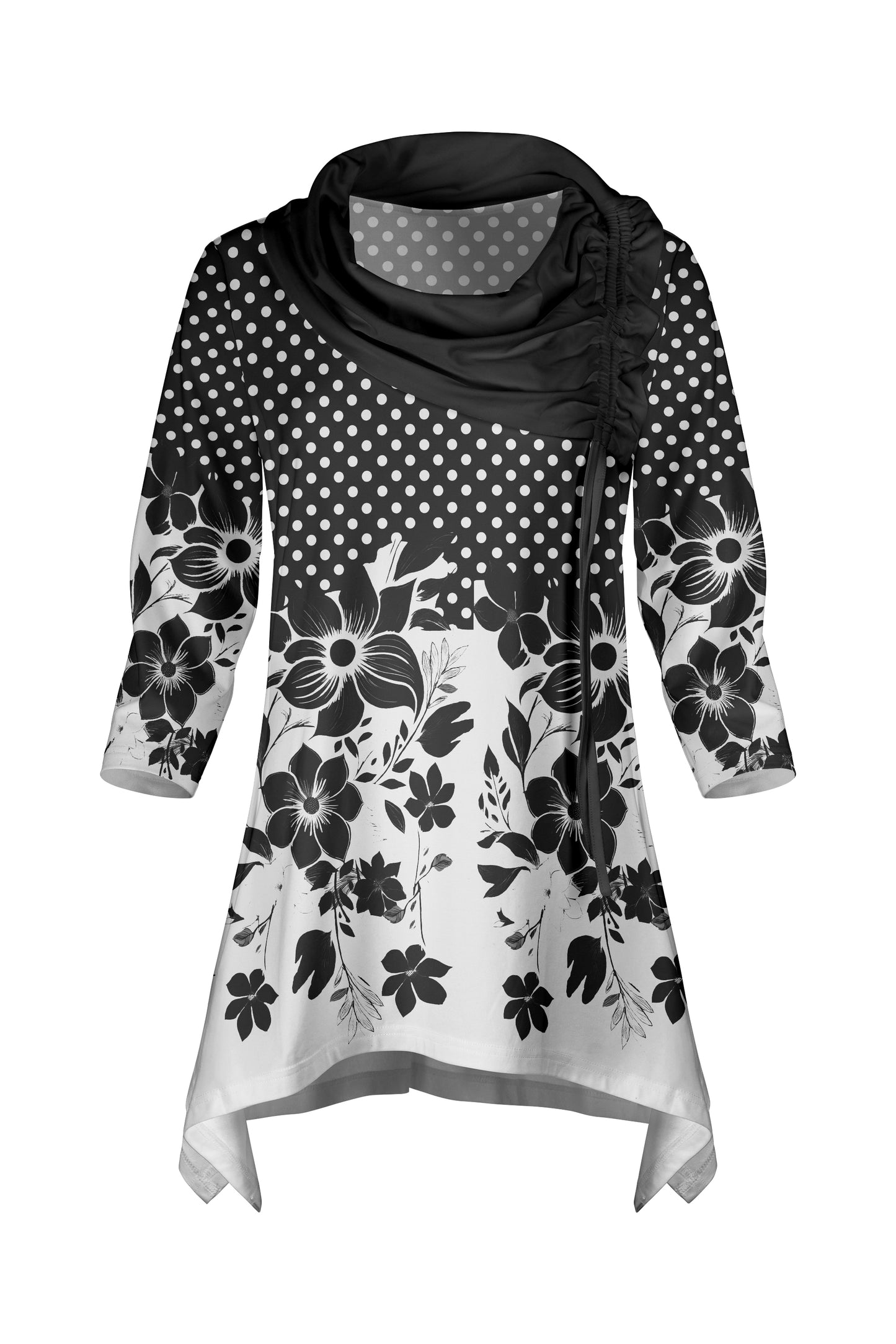 Bold Contrast Collar Tunic-Brown Multi