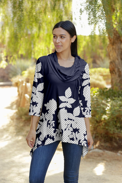 Bold Contrast Collar Tunic-Orange Yellow Multi