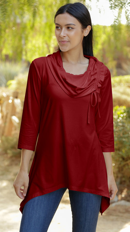 Unique Collar Tunic-Red