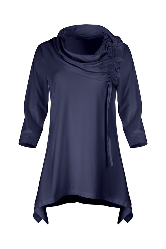 Bold Contrast Collar Tunic-Navy