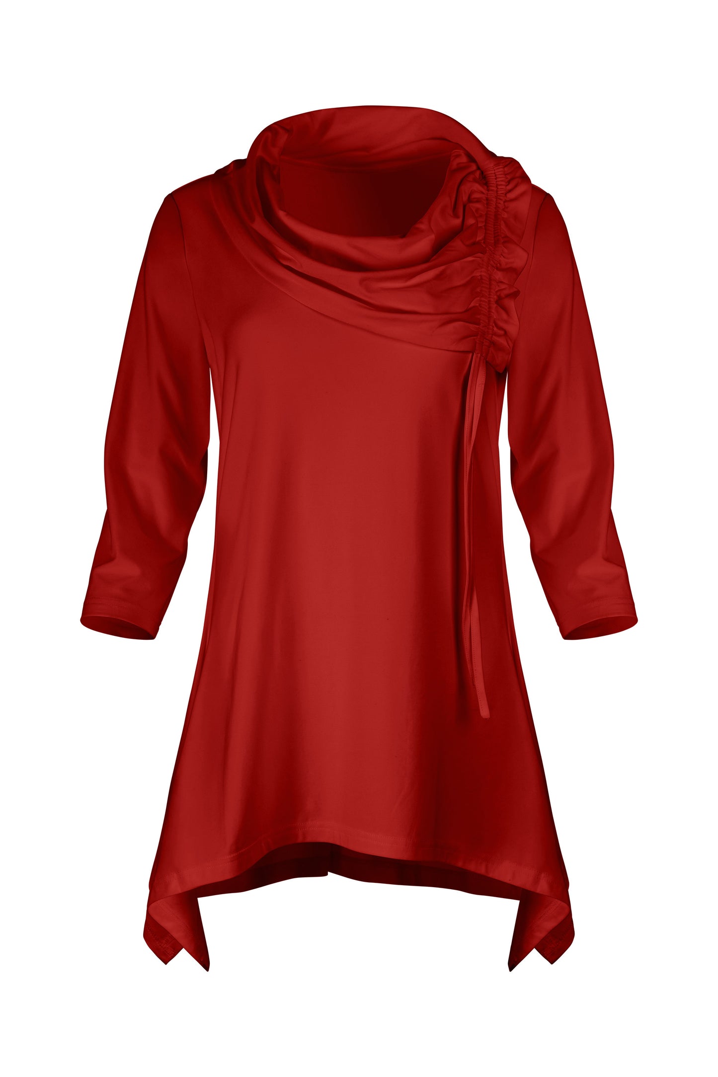 Bold Contrast Collar Tunic-Black White Dots