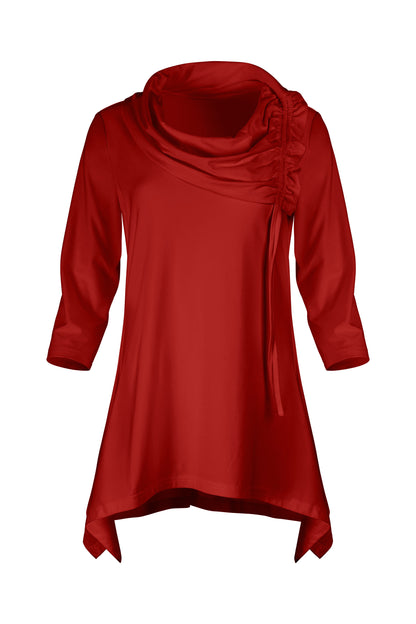 Bold Contrast Collar Tunic-Black White Dots