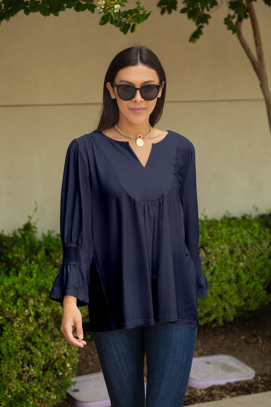 Solid Colors Tunic-Navy