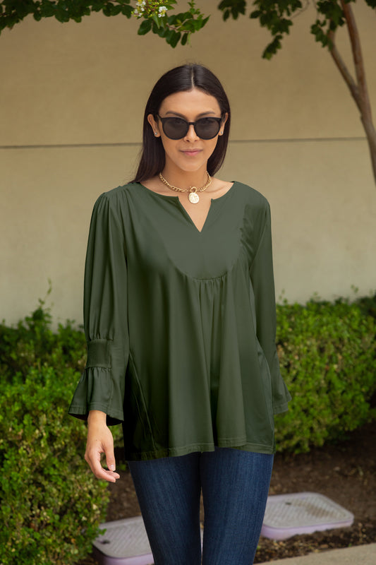 Solid Colors Tunic-Olive