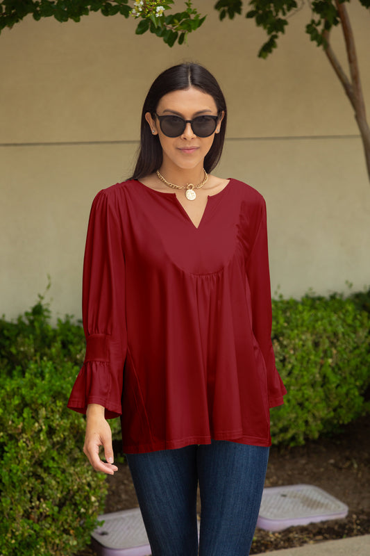 Solid Colors Tunic-Red