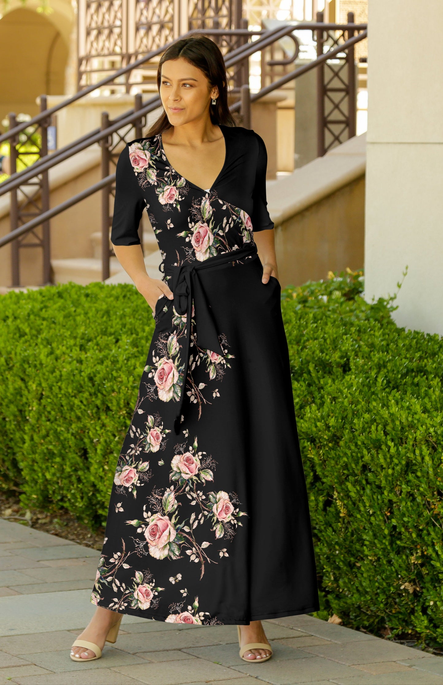 Resort-Ready Maxi Dress with Beautiful Prints-M20180073-2 Rust Beige