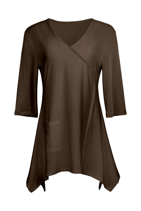 Everyday Solid Knit Tunic-Brown
