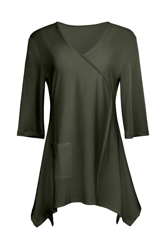 Everyday Solid Knit Tunic-Olive