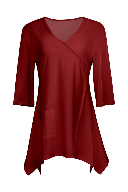 Everyday Solid Knit Tunic-Red