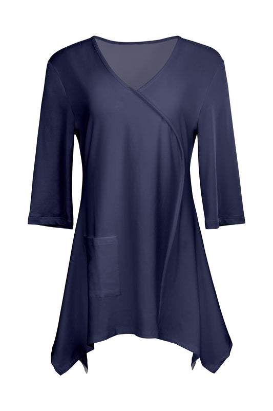 Everyday Solid Knit Tunic-Navy