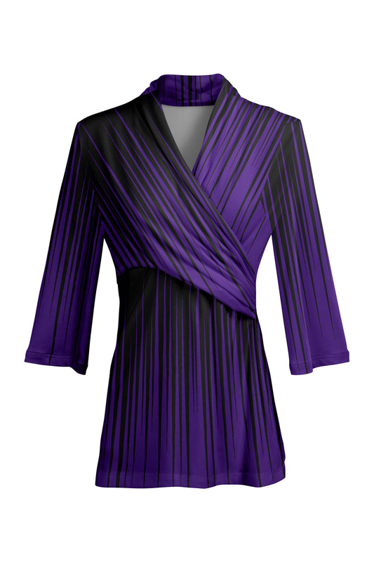 Bold Contrast Print Tunic-Purple Black