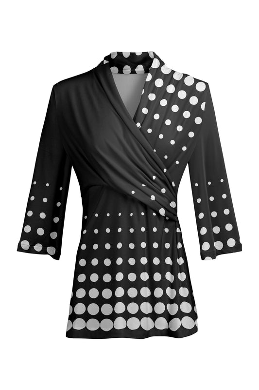Bold Contrast Print Tunic-Black White Dots