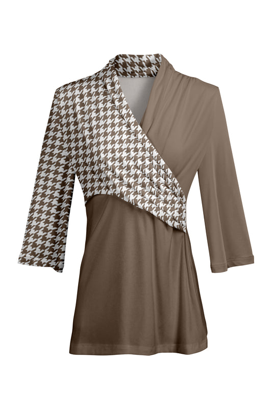 Bold Contrast Print Tunic-Beige White