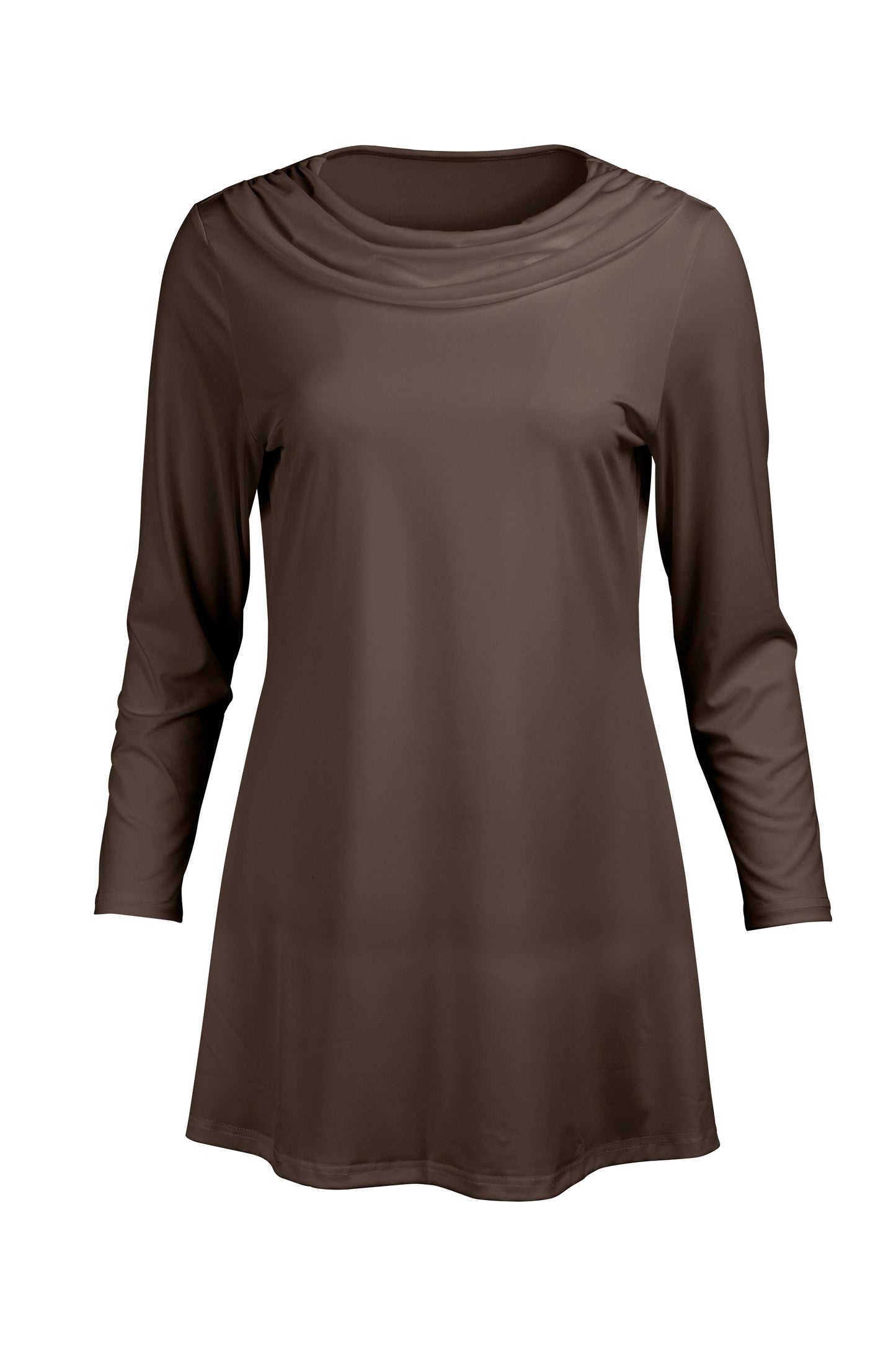 Cowl-Neck Printed Tunic-Black Pink