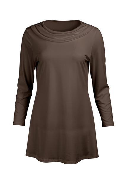 Cowl-Neck Printed Tunic-Black Pink