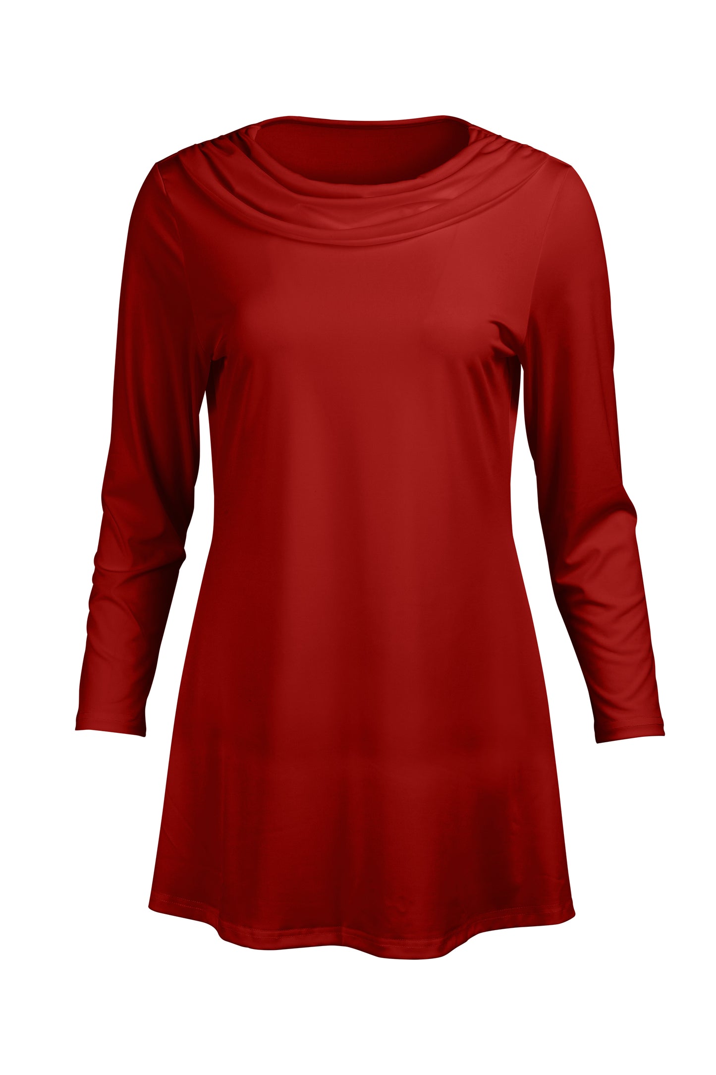 Cowl-Neck Printed Tunic-Black Pink