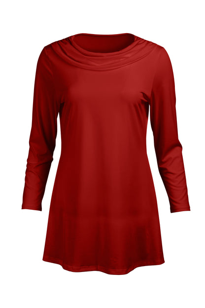 Cowl-Neck Printed Tunic-Black Pink