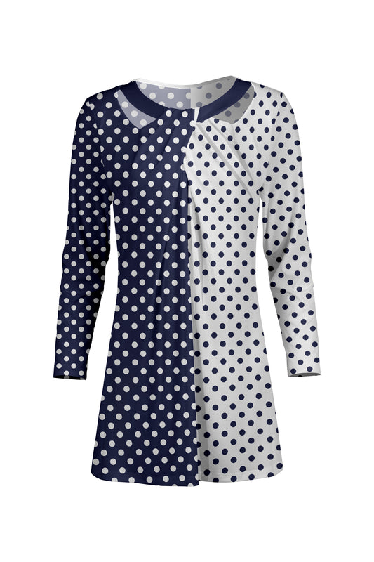 Front Twist Patched Tunic-Navy White
