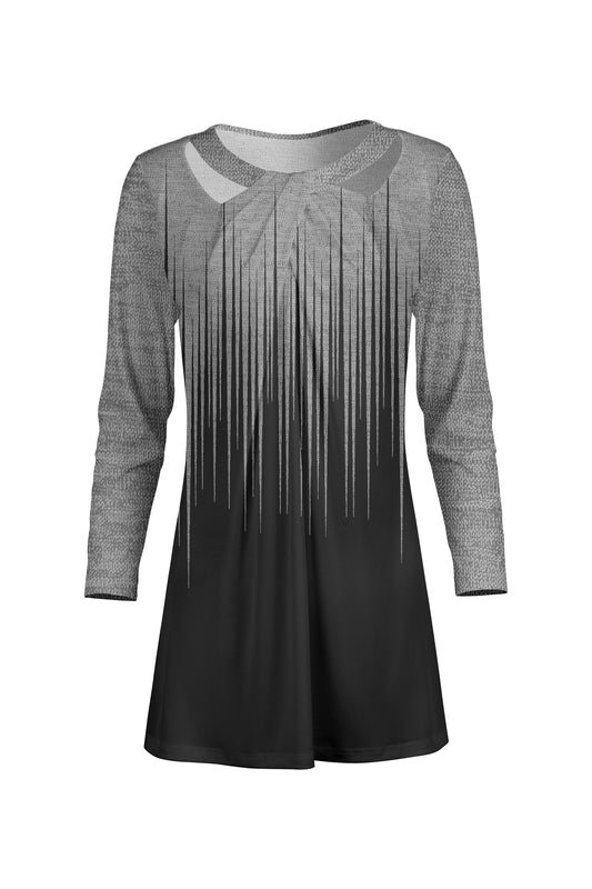 Front Twist Patched Tunic-Black Grey