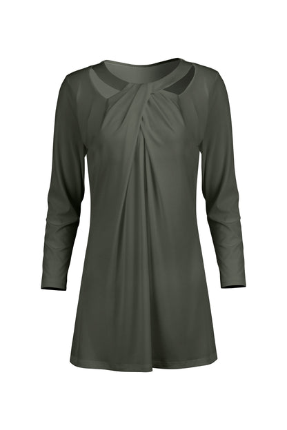Front Twist Patched Tunic- Olive