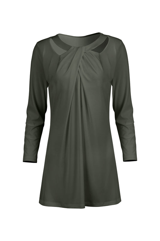 Front Twist Patched Tunic- Olive