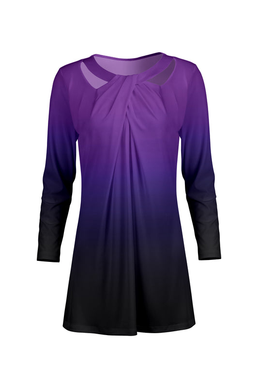 Front Twist Patched Tunic-Purple