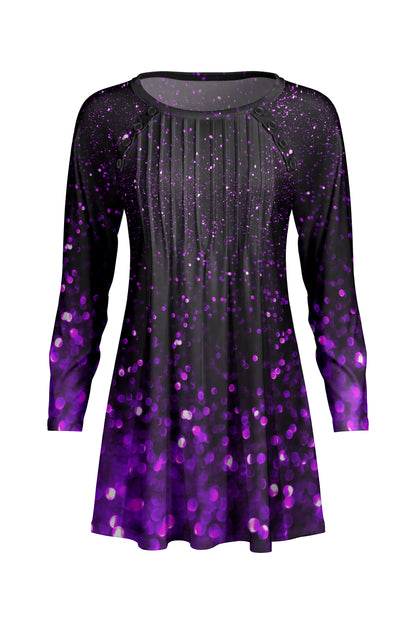 Pleated Front Button-Detail Tunic-Olive