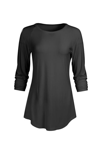 Bold Contrast Raglan Sleeve Tunic-Olive