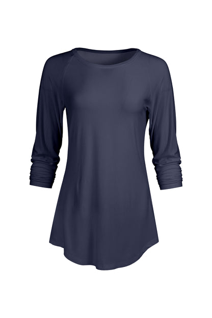 Bold Contrast Raglan Sleeve Tunic-Olive