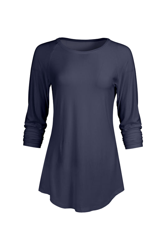Bold Contrast Raglan Sleeve Tunic-Navy