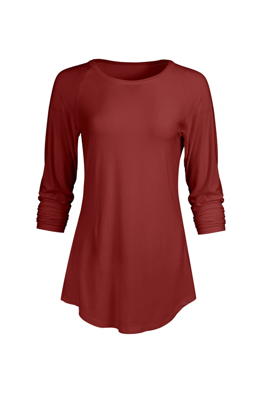 Bold Contrast Raglan Sleeve Tunic-Red