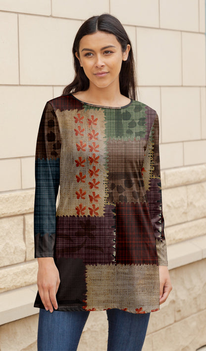 Bold Print Flowy Tunic-Black White