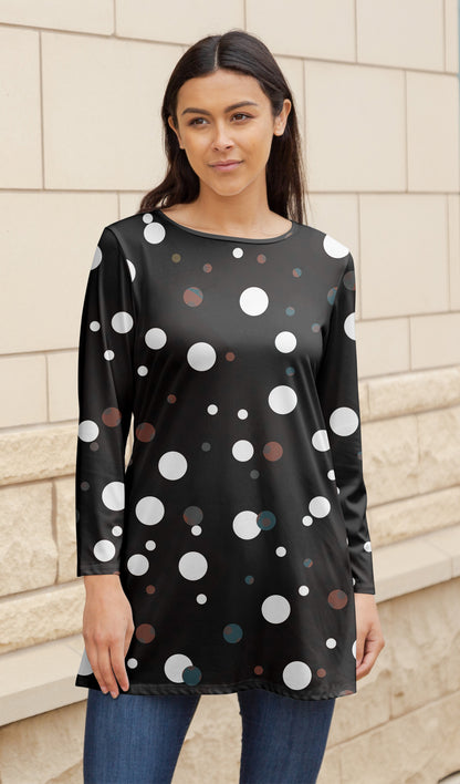 Bold Print Flowy Tunic-Black White