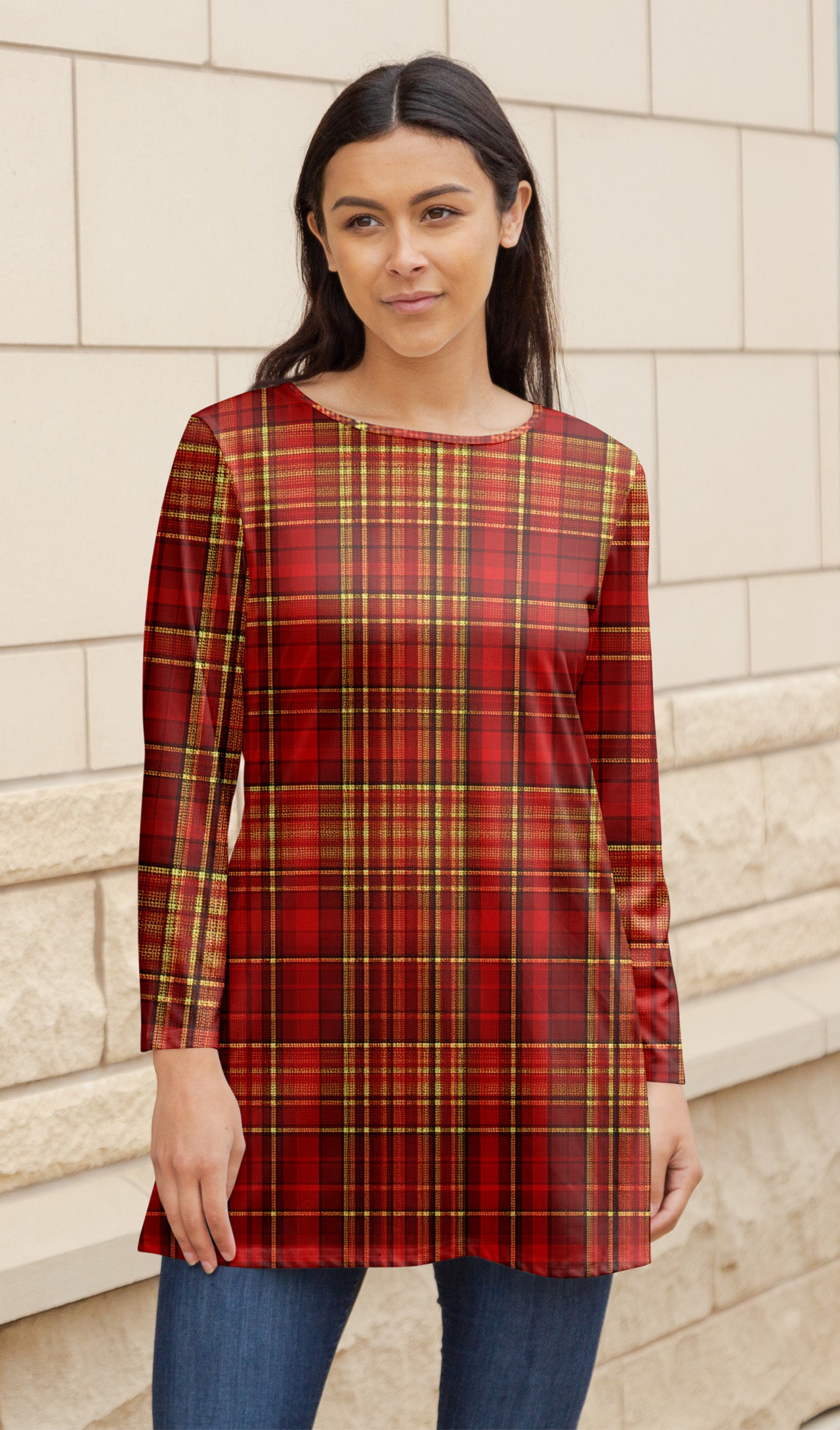 Bold Print Flowy Tunic-Black White