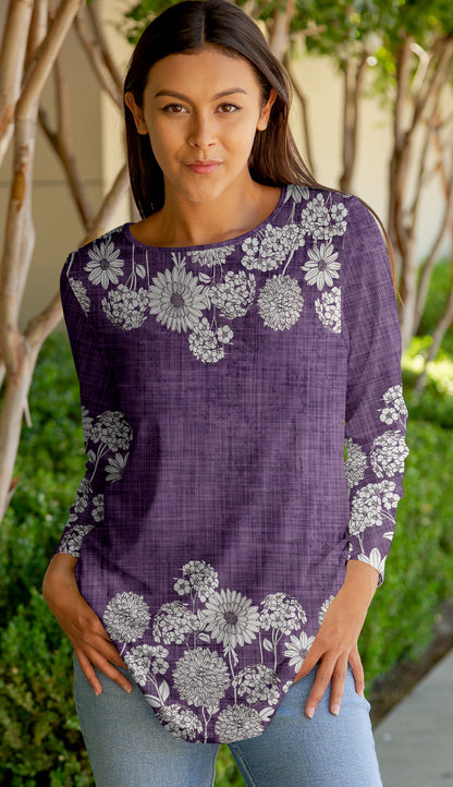 Bold Print Flowy Tunic-Purple Yellow