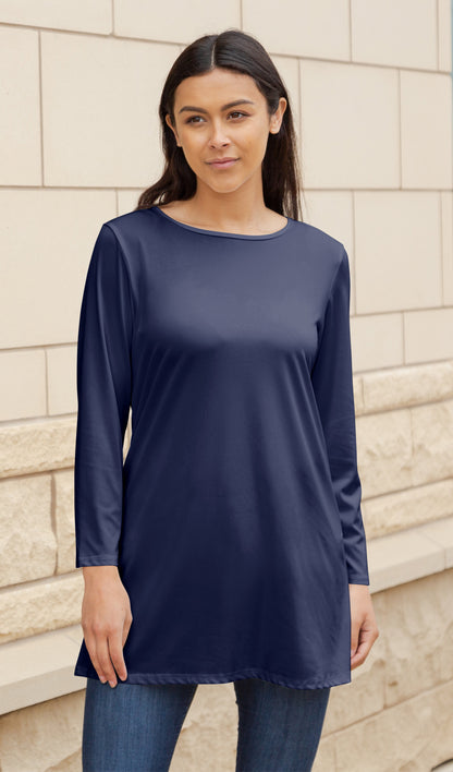 Bold Print Flowy Tunic-Black White